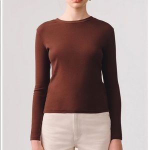 AGOLDE Long Sleeve Rib Tee in Plaster Syrup sz S